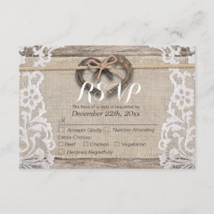 Rustic Horseshoes Burlap Snöre Bröllop OSA Reply Kort
