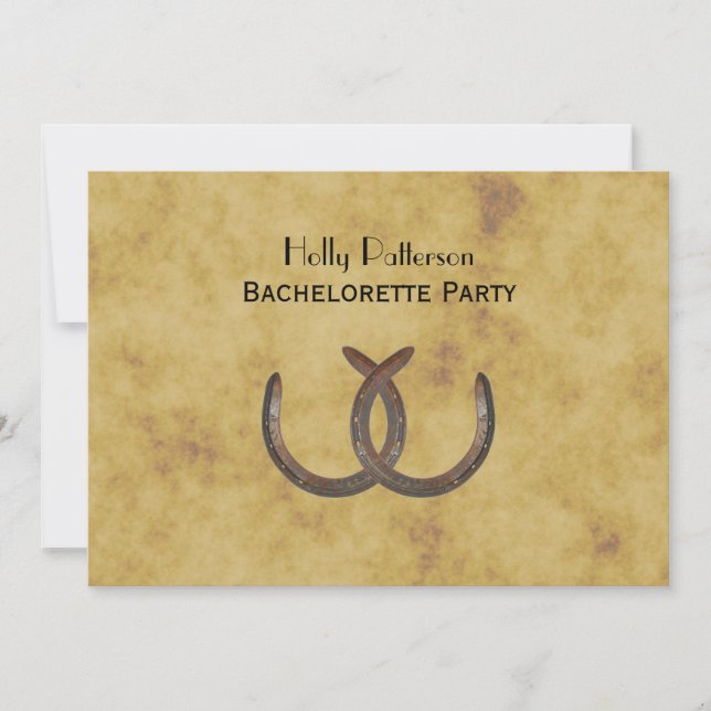 Rustic Horseshoes Distress BG H Bachelorette Inbjudningar (Framsida)