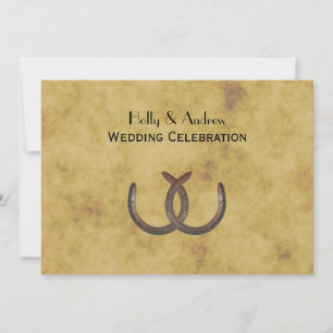 Rustic Horseshoes Distress BG H Bröllop Inbjudningar