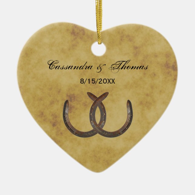 Rustic Horseshoes Distress BG Julgransprydnad Keramik (Framsidan)