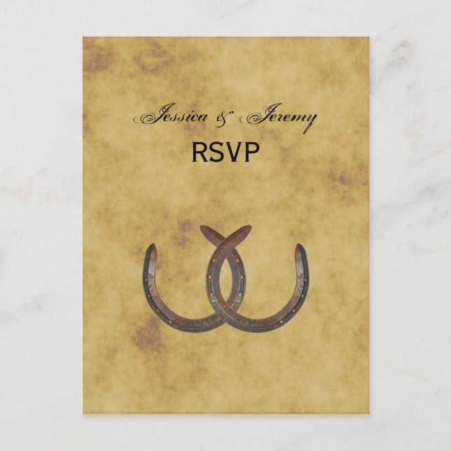 Rustic Horseshoes Distress BG OSA Inbjudan Vykort (Framsida)