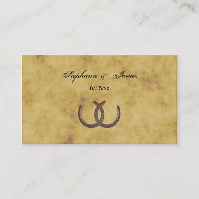 Rustic Horseshoes Distress BG Place Card Placeringskort (Framsida)