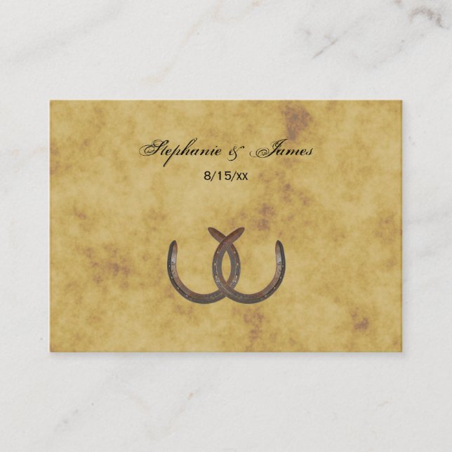 Rustic Horseshoes Distress BG Place Card Placeringskort (Framsida)