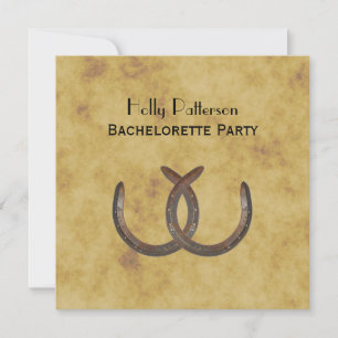 Rustic Horseshoes Distress BG SQ Bachelorette Inbjudningar