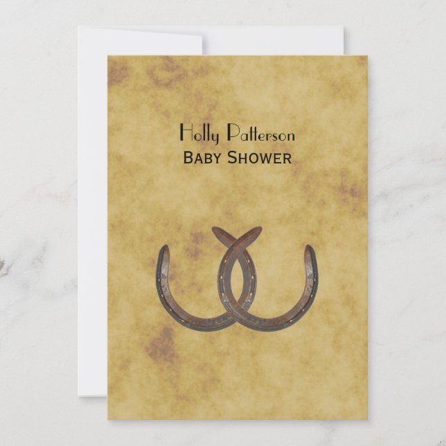 Rustic Horseshoes Distress BG V Baby Shower Inbjudningar (Framsida)