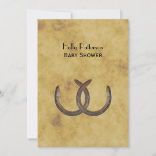 Rustic Horseshoes Distress BG V Baby Shower Inbjudningar