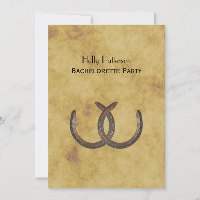 Rustic Horseshoes Distress BG V Bachelorette Inbjudningar (Framsida)