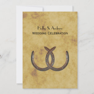 Rustic Horseshoes Distress BG V Bröllop Inbjudningar