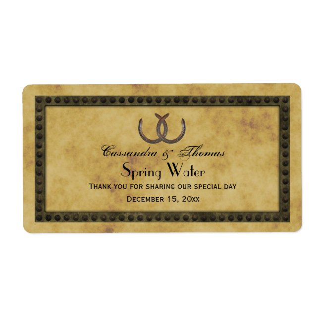 Rustic Horseshoes från Distress BG Vatten-etikett Fraktsedel (Framsidan)