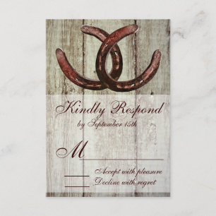 Rustic Horseshoes Land Stil Bröllop OSA Kort