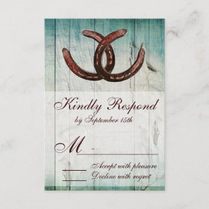 Rustic Horseshoes Land Stil Bröllop OSA Kort
