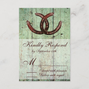 Rustic Horseshoes Land Stil Bröllop OSA Kort