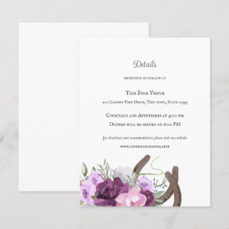 Rustic Horseshoes och Flowers Lila Inbjudningar
