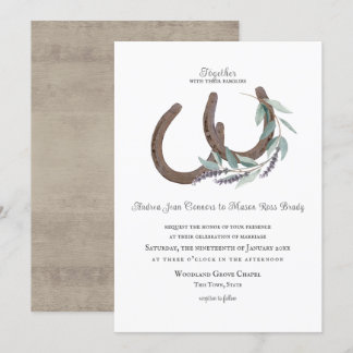 Rustic Horseshoes och Lavender Inbjudningar