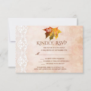 Rustic Höst Förälskad Spets Bröllop RSVP OSA Kort