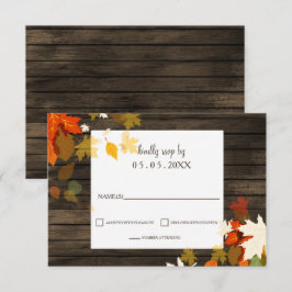 Rustic Höst löv Barn Wood Fall Wedding osa Inbjudningar