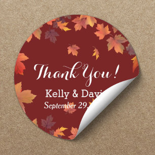 Rustic Höst löv Burgundy Fall Wedding Favor Runt Klistermärke