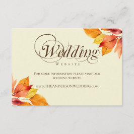 Rustic Höst löv Calligraphy Bröllop webbplats Tilläggskort