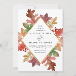 Rustic Höst löv Fall Wedding Inbjudningar