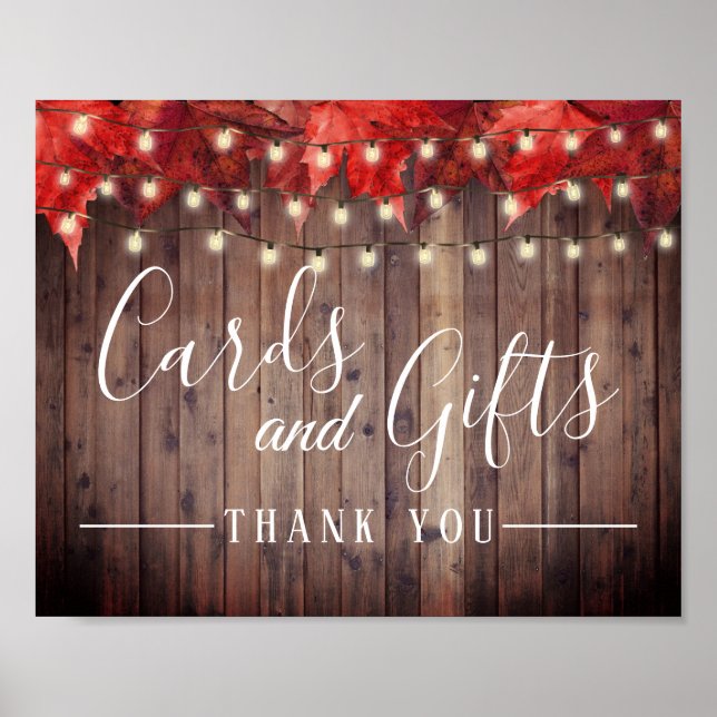 Rustic Höst löv Fallbröllopskort och gåvor Poster (Framsidan)