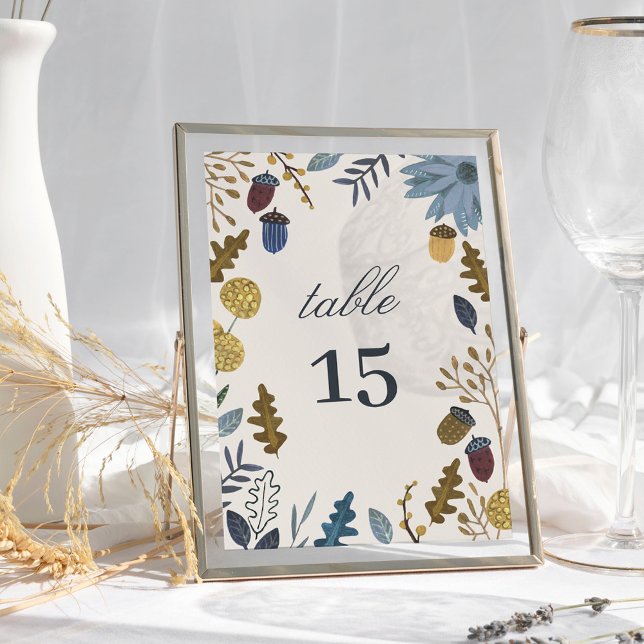 Rustic höst löv faller bröllopsbordsnummer bordsnummer (Rustic autumn leaves fall wedding table number)