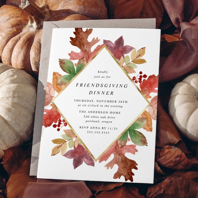 Rustic Höst löv Friendsgiving-middag Inbjudningar (Skapare uppladdad)