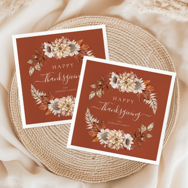 Rustic Höst löv Happy thanksgiving Pappersservett (Rustic Fall Leaves Happy Thanksgiving Napkins)