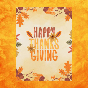 Rustic Höst löv Happy thanksgiving Vykort