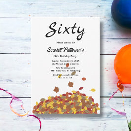 Rustic Höst löv höstdagen Blommigt 60:e födelsedag Inbjudningar
