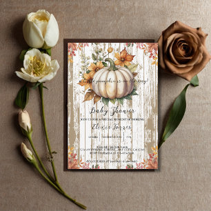 Rustic Höst löv Little Pumpkin Baby Shower Inbjudningar