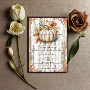 Rustic Höst löv Little Pumpkin Baby Shower Inbjudningar