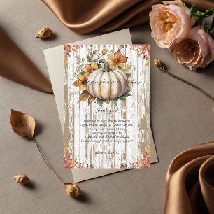 Rustic Höst löv Little Pumpkin Baby Shower Tack Kort