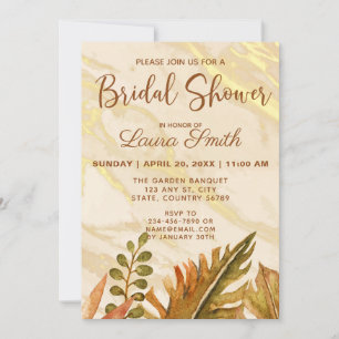 Rustic Höst löv Marble Inbjudningskort för möhippa