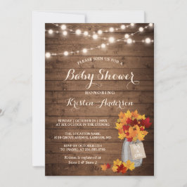 Rustic Höst löv Mason Burk Ljus Baby Shower Inbjudningar