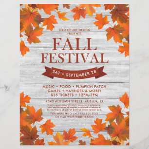 Rustic Höst löv Ram Fall Festival Event Reklamblad