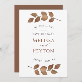 Rustic Höst löv Spara datumet