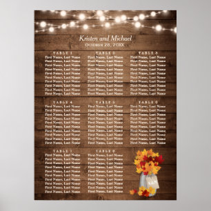 Rustic Höst löv String Ljus Sittdiagram Poster