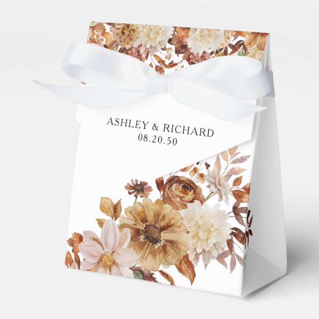 Rustic Höst löv Wedding Favor Box Presentaskar (Framsidan Sidan)