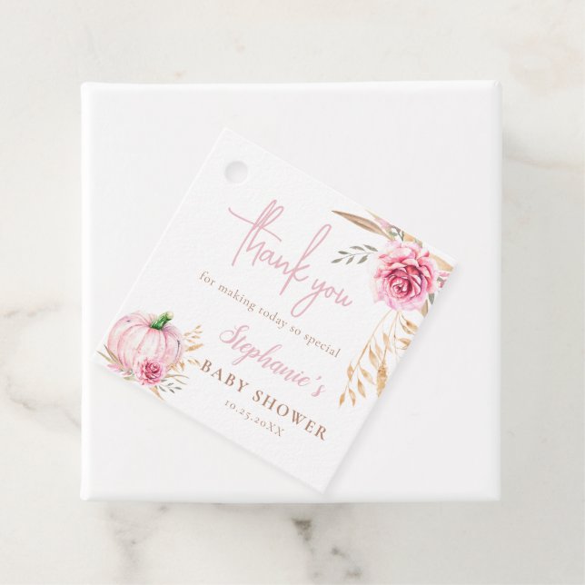 Rustic höstboho Pumpkin flicka dusch Gåvor Etiketter (På plats)