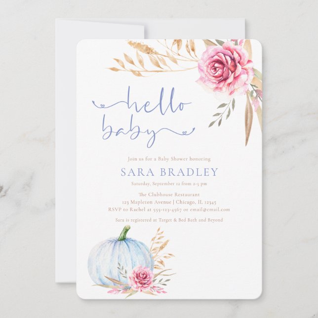 Rustic höstboho Pumpkin pojke dusch Inbjudningar (Framsida)