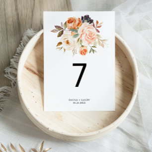Rustic HöstElegant Blommigt Bröllop Bordsnummer