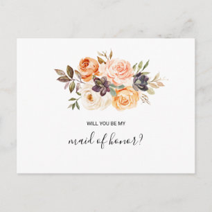 Rustic HöstElegant Blommigt Maid of honor Inbjudan Vykort