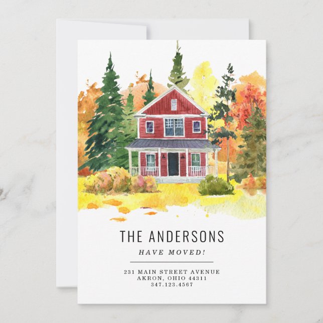 Rustic House Forest Skogen Vi har flyttat Fall Fly Meddelande (Framsida)