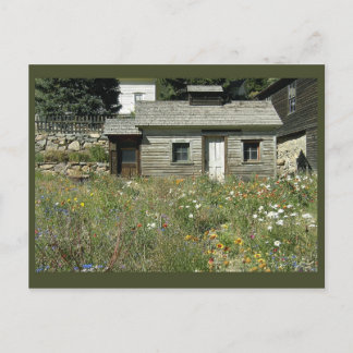 Rustic House i Wildblommor Postcard Vykort
