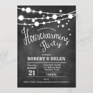 Rustic Houseuppvärmning Party Chalkboard Inbjudningar