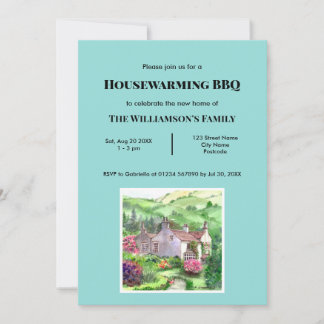 Rustic Houseuppvärmning Rydal Mount House Painting Inbjudningar