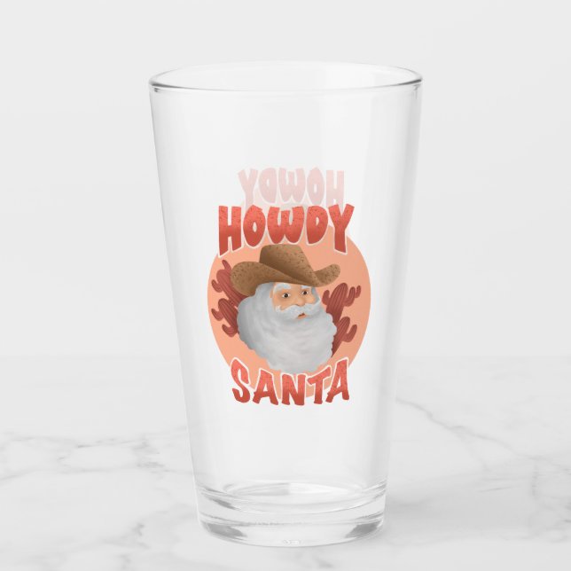 Rustic Howdy Santa Western Cowboy-jul Glaskopp (Framsida)