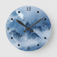 Rustic Howling Vargars Round Clock