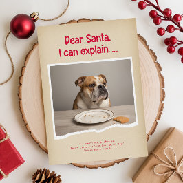 Rustic Humorous Funny Bulldog Pet Photo Christmas Julkort