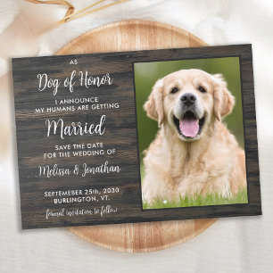 Rustic Hund av Hedersson Personlig Pet Photo Bröll Spara Datumet